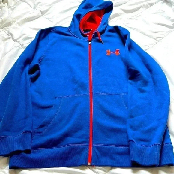 Under Armour Blue :Orange zip up hoodie size large - Picture 1 of 5